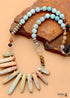 Boho Necklace, Blue Amazonite, Jasper, Labradorite and Seeds